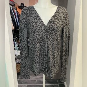 Forever 21 Gray & Black Leopard Print Cardigan